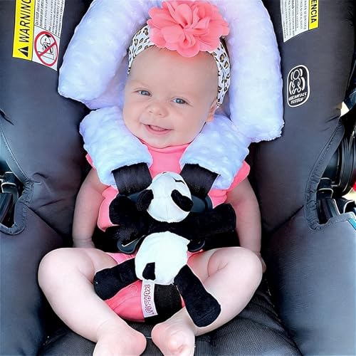 Baby Carseat Headrest and Strap Covers,Baby Carseat Head Support & Carseat Neck Cover,Infant Head Support Pillow, Toddler Headrest Pad for Carseat Strollers Carrier,Grey - color: Grey