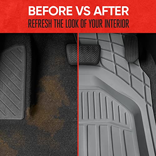 Motor Trend 943-GR FlexTough Defender Car Floor Mats -Next Generation Deep Dish Heavy Duty Contour Liners for Car SUV Truck & Van-All Weather Protection, Trim to Fit Most Vehicles Gray - color: Gray, style: FlexTough NextGen