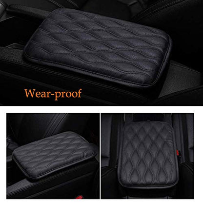 Auto Center Console Cover, Console Cover Armrest Pads, PU Leather Car Armrest Seat Box Pad Cushion Protector Universal Fit (Black) - color: Black