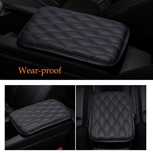 Auto Center Console Cover, Console Cover Armrest Pads, PU Leather Car Armrest Seat Box Pad Cushion Protector Universal Fit (Black) - color: Black