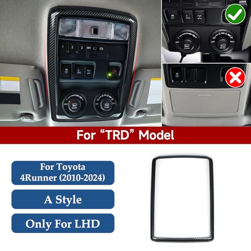 Car Carbon Fiber Decal Reading Light A ABS Sticker Cover Interior Trim Accessories for Toyota 4Runner SUV 2010-2025 Black - color: Reading Light a