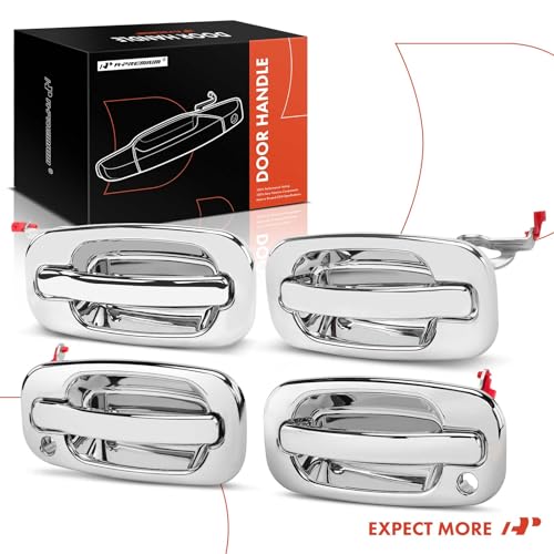 A-Premium - 4Pcs Chrome Exterior Door Handles - Compatible with Chevy Silverado 1500 2500 3500, Tahoe, Suburban, Avalanche & GMC Sierra, Yukon & Cadillac - 2000-2007 - Front & Rear Driver & Passenger - color: Chrome