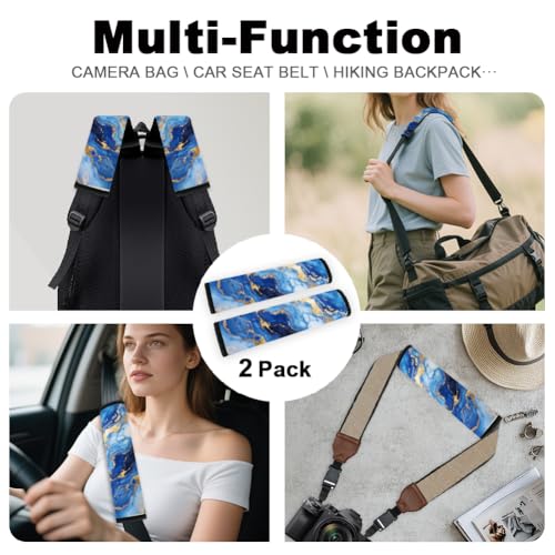 2Pcs Soft Auto Seat Belt Cover Pad Marble Texture Colorful Car Seatbelt Shoulder Cushion for Comfortable Driving, Compatible with All Cars' Seatbelt and Backpack Straps - color: Marble