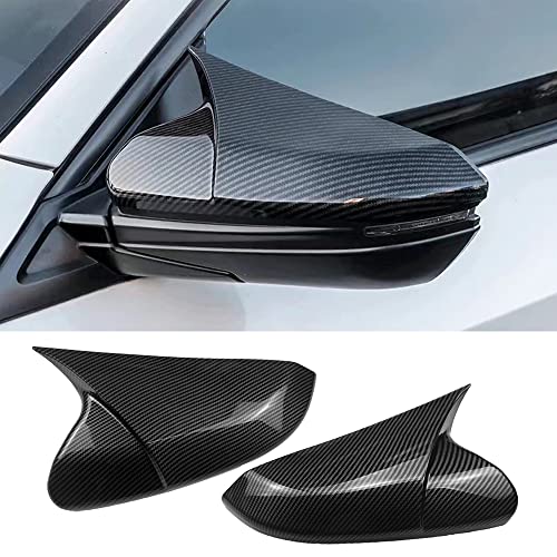 Car Ox Horn Side Rearview Mirror Cover Wing Mirror Protect Decorate Covers Auto Exterior Decoration Accessories For Honda 10th Gen Civic 2016 2017 2018 2019 2020 2021(Carbon Fiber Color) - color: Carbon Fiber Color