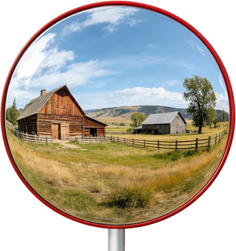 24" Acrylic Convex Mirror – Adjustable Wide Angle View Traffic Mirror for Enhanced Security Coverage in Rooms, Offices, Warehouses, Parking Lots, and Addressing Corner Blind Spot Areas.