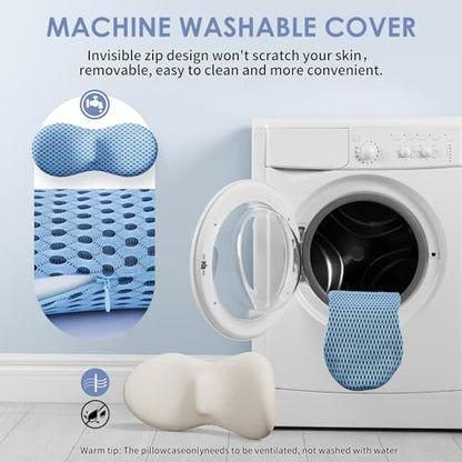 kasney Lumbar Support Pillow, Back Pillow for Low Back Pain Relief, Ergonomic Streamline Car Seat, Office Chair, Recliner and Bed (Blue) - color: Blue