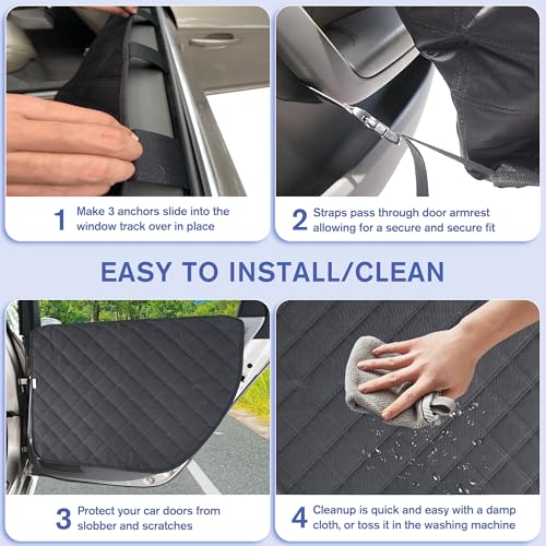 ALLANSING Large Tall Dog Car Door Protector 2-Pack, Protects Doors from Dog Scratches, 900D Heavy Duty Thick Fabric, Window Roll Compatible & No Tint Damage, Secure Fit for Large Cars/SUVs/Trucks - size: Extra Large