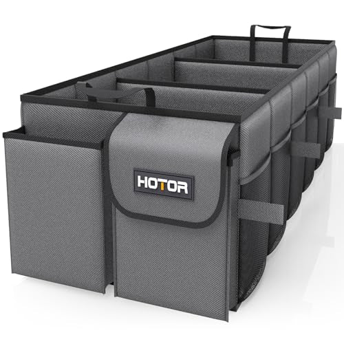 HOTOR Foldable Trunk Organizer - SUV & Sedan Compatible, 3 Compartments, Grey, 31.9"12.6"10.6" Sturdy Car Organization for Accessories, Tools, Sundries - color: Grey, size: X-Large (3 Compartments)