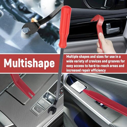 BFXM 5PCS Auto Trim Removal Tool kit, Car Clip Pry Tools Kit No Scratch Plastic, Car Door Panel Rivet Pliers Tool Kit, Automotive Interior Fastener Puller Remover Body Repair Set for Car (Red) - color: Red