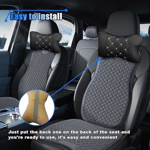 BDZMC 2PCS Car Neck Pillow, Breathable Car Head Neck Rest Cushion, Soft Pillow for Relieving Stiffness, Comfort Car Seat Neck Support Pillow (Black/White) - color: Black/White