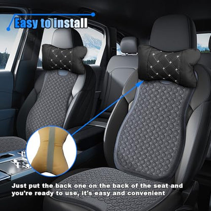 BDZMC 2PCS Car Neck Pillow, Breathable Car Head Neck Rest Cushion, Soft Pillow for Relieving Stiffness, Comfort Car Seat Neck Support Pillow (Black/White) - color: Black/White