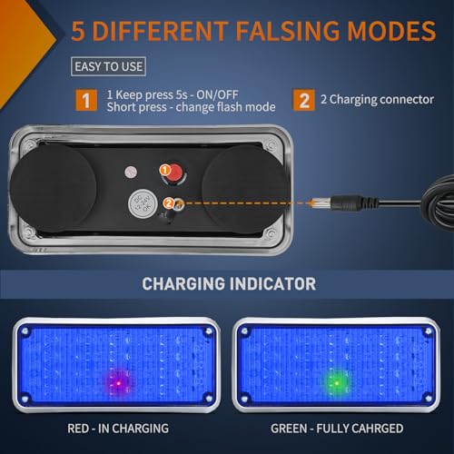 Nilight 2PCS Blue Strobe Magnetic Lights Portable Warning Hazard Light Surface Mount Waterproof 5 Patterns for 12V 24V Off Road Eergency Vehicles - color: 42LED Blue