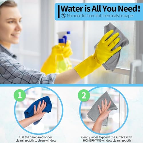 Microfiber Cleaning Cloth - 6 Pack Glasses Cleaning Cloth, 16" x 14" Window Cleaning Rags, Streak Free Lint Free Polishing Cloths Wipes for Eye Glass, Stainless Steel, Windshield, Grey - color: Grey, size: 6 Pk-16" X 14"