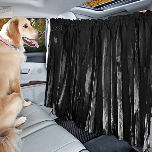 ZATOOTO Car Curtains - Divider Privacy Window Sun Shade - Side Windshield Magnetic Sunshades Covers - Travel Removable Simple - color: Black Faux Silk Louvered–Divider 1PC