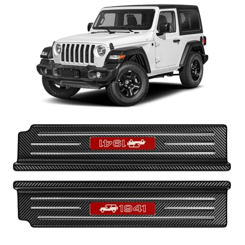 Upgraded Door Sill Guards Compatible with Jeep Wrangler JL JLU 2018-2025 2026 & Gladiator JT 2020-2025 2026 Accessories Stainless Steel Front Door Entry Guard (2PCS Carbon Fiber) - size: 2-Door Carbon Fiber
