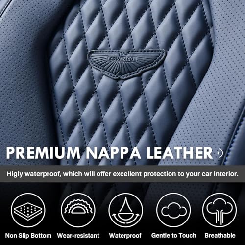 Coverado Seat Covers, Car Seat Covers Front Seats, Blue Car Seat Cover, Waterproof Car Seat Covers, Car Seat Cushion, Front Car Seat Covers Leatherette Car Seat Protector Universal Fit Most Cars - color: Blue, size: FrontPair