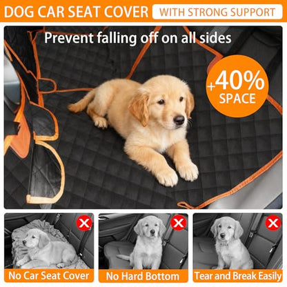 RUTU Back Seat Extender for Dogs, Large Space, Heavy Duty Waterproof Dog Car Seat Cover Fits Middle Armrest for Cars,SUVS & Small Trucks,Non-Slip Durable Soft Back Seat Covers