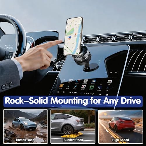 Magnetic Phone Holder for Car Wireless Charging, 15W Fast Wireless Car Charger with Vacuum Suction, 360° Adjustable Magnetic Mount for Dashboard & Windshield, Hands-Free for MagSafe iPhone & Android - size: General