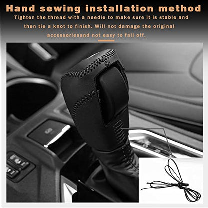 1pc Auto Car Gear Shift Handle Knob Cover Shift Lever PU Leather Protective Interior Accessories for Subaru Crosstrek 2018-2025(Black Stitches) - color: Black Stitches