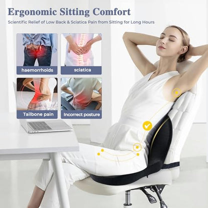 Ergonomic Seat Cushion with Adjustable Strap, Memory Foam Office Chair Seat Cushion with L-Shaped Design, Car Seat Cushion Fits for Truck Driver Semi Truck, Gaming Chair, Desk, Dark Gray - color: Dark Gray