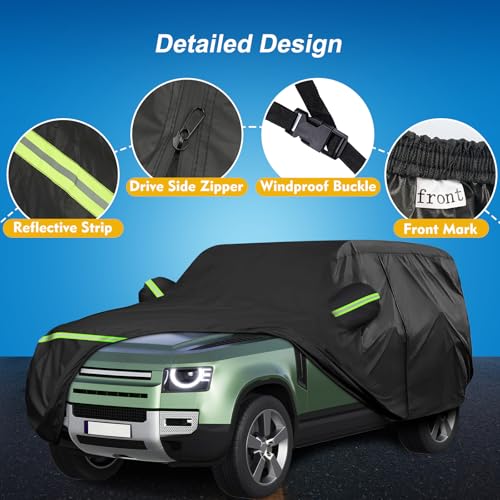 QUNSUNUS 6 Layer Car Cover for Land Rover Defender 2020-2025, Car Cover Waterproof All Weather 420D Windproof Custom Fit for Land Rover Defender 110 4-Door - size: for Land Rover Defender 110 4-Door