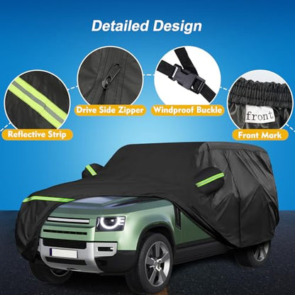 QUNSUNUS 6 Layer Car Cover for Land Rover Defender 2020-2025, Car Cover Waterproof All Weather 420D Windproof Custom Fit for Land Rover Defender 110 4-Door - size: for Land Rover Defender 110 4-Door