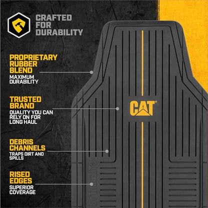 CAT® Signature™ Heavy-Duty 3-Piece All Weather Floor Mats for Cars, Trucks & SUVs – Trim-to-Fit Rubber Car Mats Full Set, Waterproof Automotive Floor Mats, Interior Accessories & Car Rug Protection - style: Cat Signature - Universal 3pc Mats