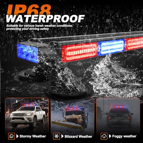 ASPL 26inch 126 LED Rooftop Emergency Strobe Lights Bar Double Side Flashing Safety Warning Traffic Advisor Light Bar Hazard Snow Plow Light for Work Trucks Vehicles Construction Tow Pickup(Red/Blue) - color: Red/Blue