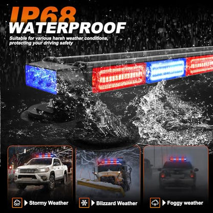 ASPL 26inch 126 LED Rooftop Emergency Strobe Lights Bar Double Side Flashing Safety Warning Traffic Advisor Light Bar Hazard Snow Plow Light for Work Trucks Vehicles Construction Tow Pickup(Red/Blue) - color: Red/Blue