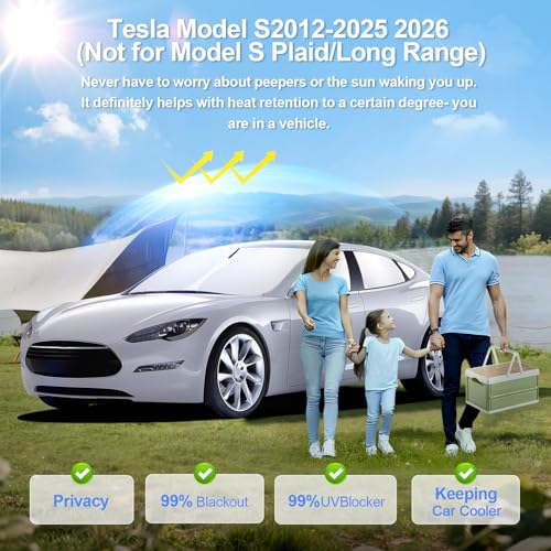 8pcs Car Window Shades for Tesla Model S 2012-2025 2026 (Not Model S Plaid/Long Range) Accessories,Windshield Side Rear Full Sunshade,Sun Visor UV Blocking, Privacy Protection for Camping Outdoor - size: for Model S2012-2026 (No S Plaid/Long Range)
