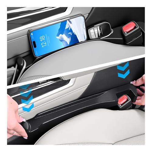 2PCS 3-in-1 Car Seat Gap Filler Organizer with Hooks & Storage Slots,Car Gap Seat Filler Console Catcher for Gaps Filling & Item Storage,Universal in Between Cars Seats Catcher