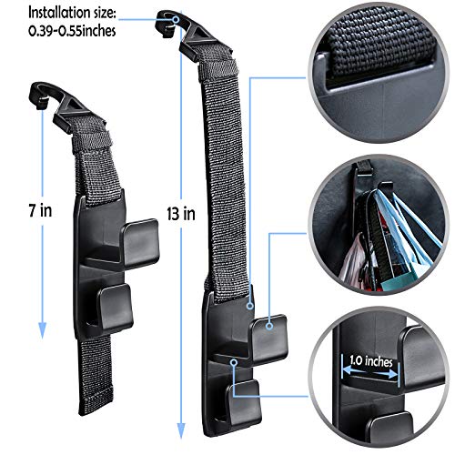matteblack Magic Hanger Headrest Holder Organizer, Behind Over The Seat Car Hooks-Hang Purse Grocery Bags-4Pack (Frosted Black) - color: matteblack