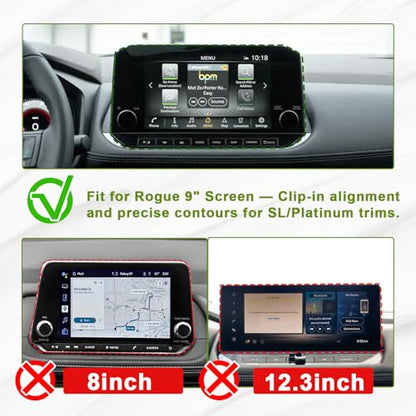 HGWEI Dash Storage Tray Compatible with 2021-2023 Nissan Rogue SL/Platinum Interior Accessories Center Console Dashboard Organizer Mount Holder Storage Tray Behind Screen (ONLY for 9 Inch), Black