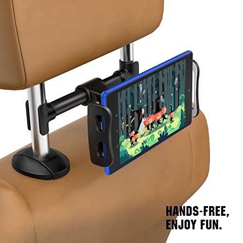 MoKo Headrest Phone/Tablet Car Mount, Adjustable Tablet Holder for 4-12.9" Devices, Fit with iPhone 17/17 Air/17 Pro/17 Pro Max, iPhone 16/Pro/Pro Max/Plus, iPhone 15/Pro/Plus,iPad Air 4/Mini 6,Black - color: Black