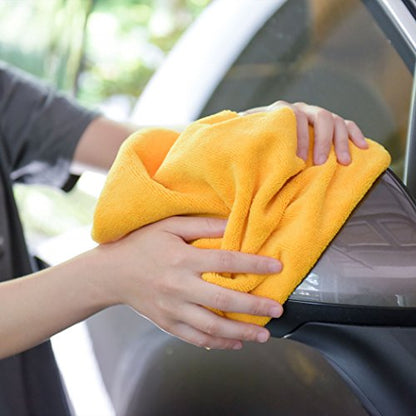 CARCAREZ Premium Microfiber Detailing Towels, 340 GSM Lint Free Car Buffing Waxing Polishing Drying Towels (6, Yellow, 16x16 Inch) - color: Yellow