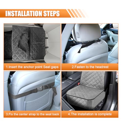 ZIMISI Dog Car Seat Cover, Waterproof & Scratch Proof Car Seat Protector with Side Flaps, Nonslip Front Car Seat Covers with Safety Belt, Universal Dog Mat for Cars, SUVs, Trucks (Grey) - color: Grey
