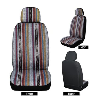 Baja Saddle Blanket Car Seat Covers, Boho Striped Woven Front Seat Protectors, Breathable & Washable Interior Covers, Universal Fit for Most Cars SUVs Trucks, Airbag Compatible, Red, 8 pcs. - color: RED