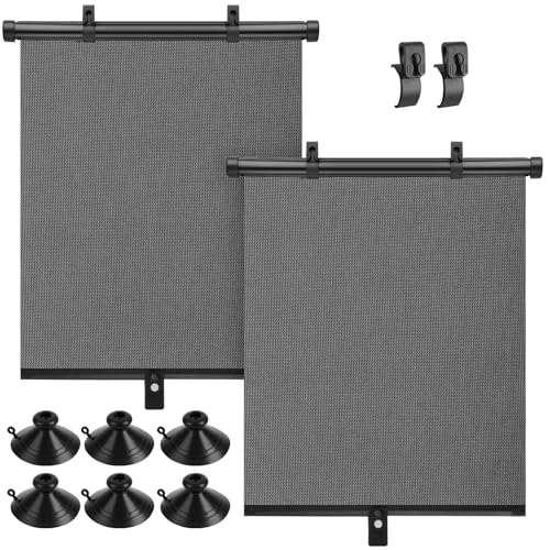 Car Window Shade for Side Windows, 2 Pack Sun Shade Retractable for Car Blocks Heat and UV Rays Glare Protection Roller Sunshade Visor for Baby, Kids, Pets, Passengers