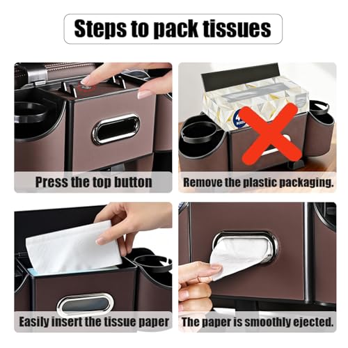 Back Seat Car Organizer,4 in 1 Multifunctional Car Back Seat Storage Box with Drink Cup Holder Tissue Box, for Hold Phone,Snacks, Drinks, Handbag-Black-2Packs - color: Black-2Pack