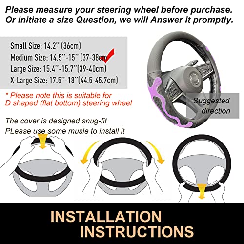 PINCTROT D Shaped Comfy Grip Steering Wheel Cover, Anti-Slip Design, Flat Bottom 14.5-15 Inch(Silicone Purple) - color: 6.Purple, size: D Shaped/Flat Bottom[14 1/2''-15'']
