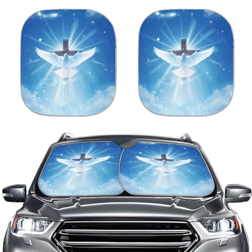 Crucifixion Pigeon Automotive Windshield Sunshade 2 Pieces Car Front Windows Shade for Cars Sedans Trucks Universal Fit Most Cars - color: Crucifixion Pigeon