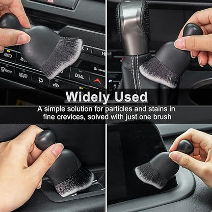 GaRhomxy Car Detailing Brushes, Car Interior Dust Sweeping Soft Brush, Soft Bristles Brush Cleaning Tool for Automotive Dashboard, Air Conditioner Vents, Computer, Scratch Free(Black with White) - color: Black With White