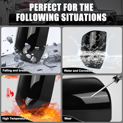 Glossy Black Direct Replacement Side Mirror Covers Caps for 2015-2020 Ford F150, Directly Replace Style, Not Sticker Style (Black) - color: Black