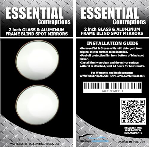 Blind Spot Car Mirror 2 Pack-2 Inch Round Rear View Convex Mirrors for Cars/SUVs/Motorcycles/Trucks/Trailers/Snowmobiles/Bicycles/RVs/Boats/Golf Carts with Rust Resistant Frame-HD Real Glass