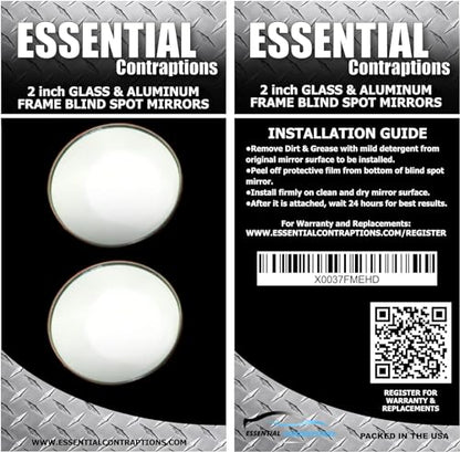 Blind Spot Car Mirror 2 Pack-2 Inch Round Rear View Convex Mirrors for Cars/SUVs/Motorcycles/Trucks/Trailers/Snowmobiles/Bicycles/RVs/Boats/Golf Carts with Rust Resistant Frame-HD Real Glass