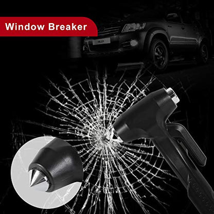 MOTORBUDDY 2-Pack Car Safety Hammer, 3-in-1 Auto Emergency Escape Hammer with Window Breaker and Seat Belt Cutter, Striking Black Emergency Escape Tool for Car Accidents - color: Black