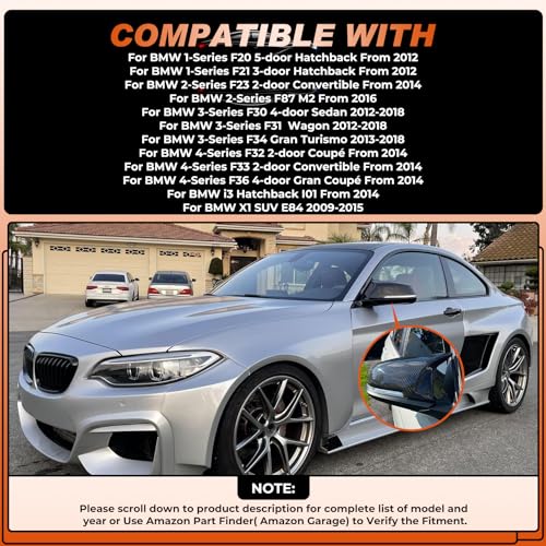 ACLONG Carbon Fiber Mirror Cover Caps Rearview Side Mirror Covers Compatible with BMW F20 F21 F22 F30 F31 F32 F36 F87 E84 GT 3GT X1 M2 M3-1Pair - size: Fit for BMW 3 Series GT 3GT F34 2013-2018