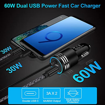 60W Super Fast Charging Android Car Charger Type C Rapid Samsung Car Charger with 3ft Built-in USB C Cable for Samsung Galaxy S26 S25 Edge S24 Ultra S23 S22 S21 A17 A56 A36 A16 A35 A15 A54 A14 A53 A23 - style: Straight Cable