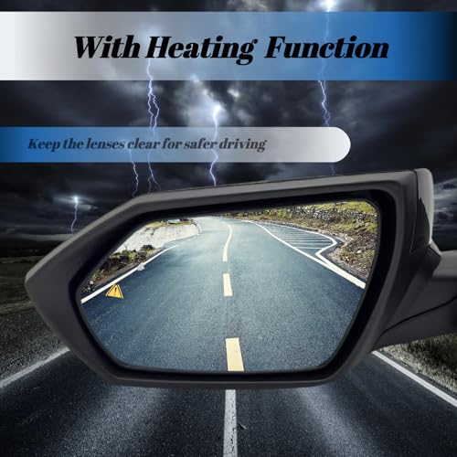 Left Driver Side Mirror Compatiable With 2021 2022 2023 2024 2025 Hyundai Elantra With Heated Power Glass Turn Signals Blind Spot Manual Folding 8Pins Black