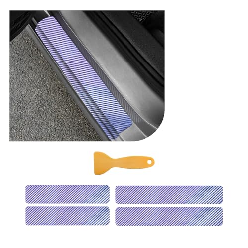 Dickno 4 PCS Car Door Sill Protector, 3D Carbon Fiber Auto Door Entry Edge Guard Protection Trim, Anti-Scratch Threshold Cover Strips, Sill Protection Sticker for Car SUV Truck (Colorful) - color: 3D Colorful